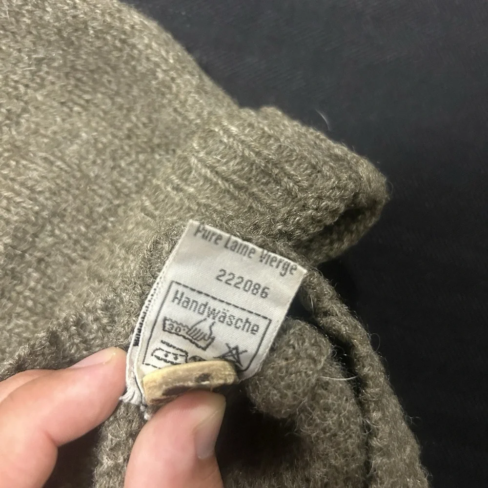 Vintage Jagdstrickware Austrian Wool Fisherman's Cardigan Adult XL (EU 54) Green